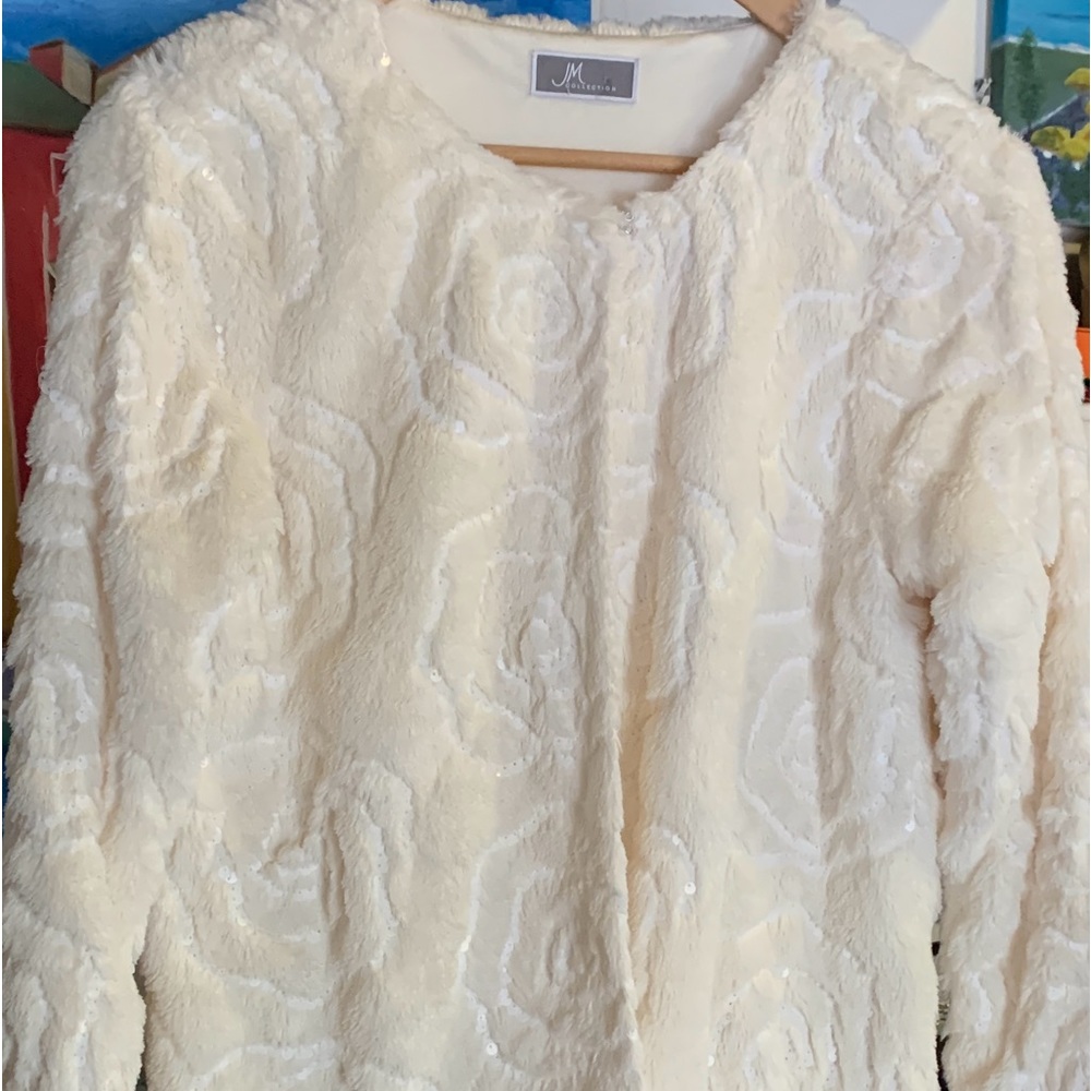 JM Collection White Sequined Jacket